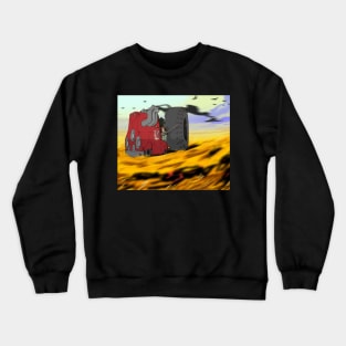 Farmer goose hunts pests with a gun on a tractor Crewneck Sweatshirt